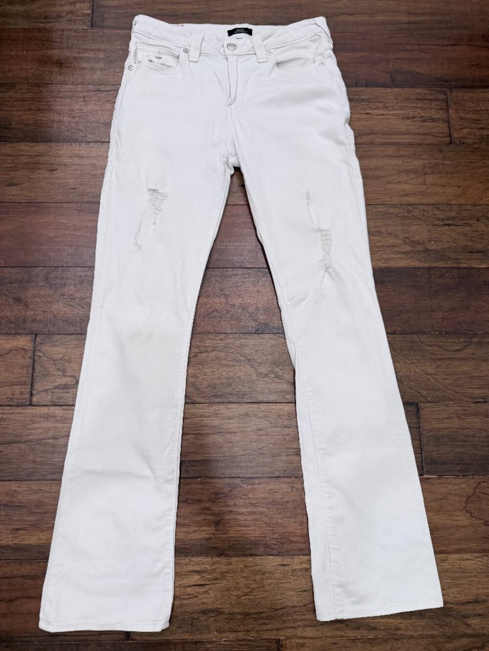 True Religion Becca Mid Rise Bootcut Jeans Women’s 30 x 32 White Distressed